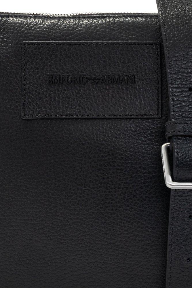 Emporio Armani Logo Lettering Zipped Messenger Bag