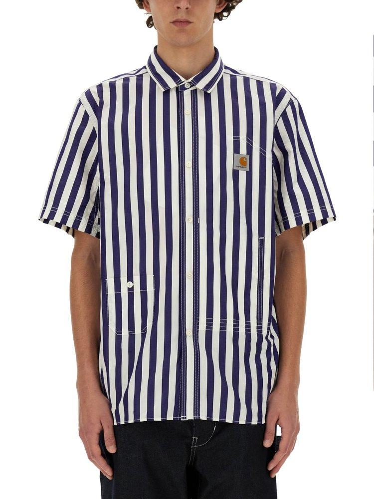 Junya Watanabe MAN Short Sleeved Striped Poplin Shirt