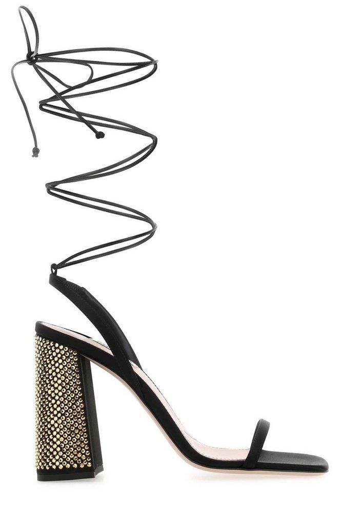 Miu Miu Ankle Tie-Fastening Embellished Sandals