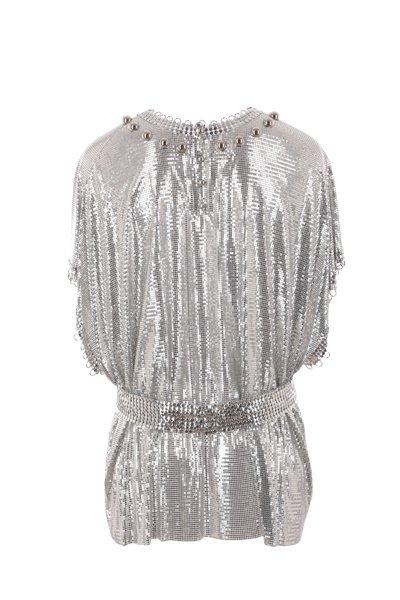 Paco Rabanne Metallic-Mesh Layered Hem Top