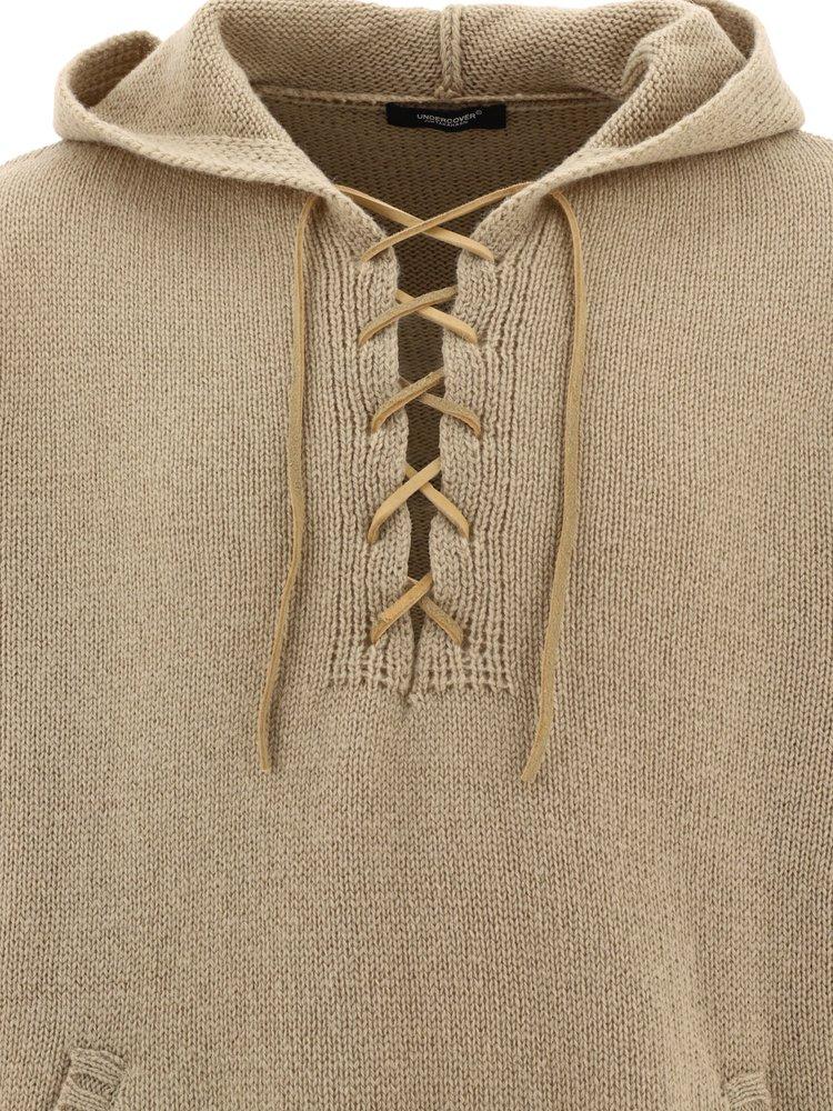 Undercover Lace-Up Knitted Hoodie