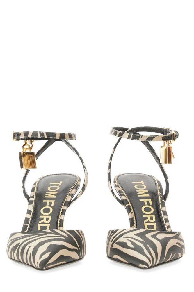 Tom Ford Padlock Zebra Printed Ankle Strap Pumps