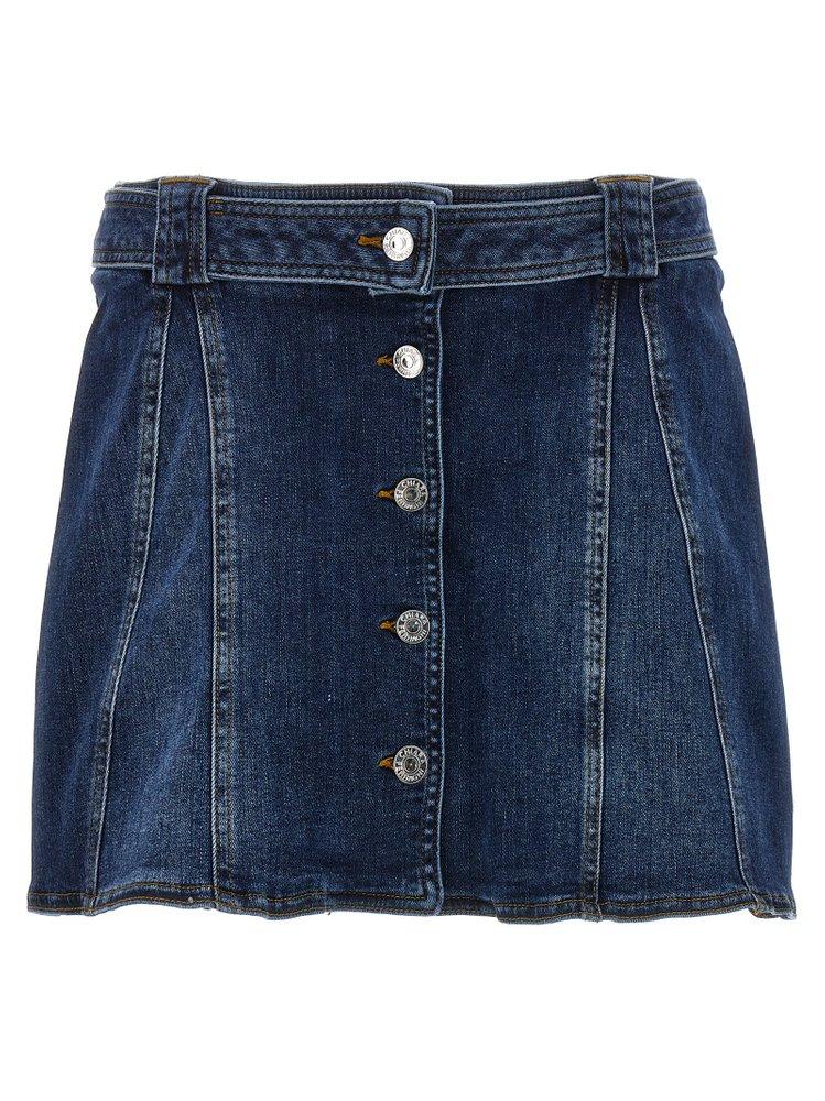 Chiara Ferragni Logo Embroidered High-Waisted Denim Mini Skirt