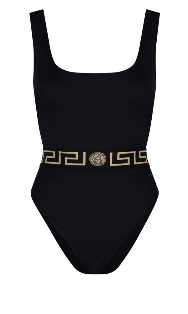 Versace Greca Low Back One-Piece Swimsuit