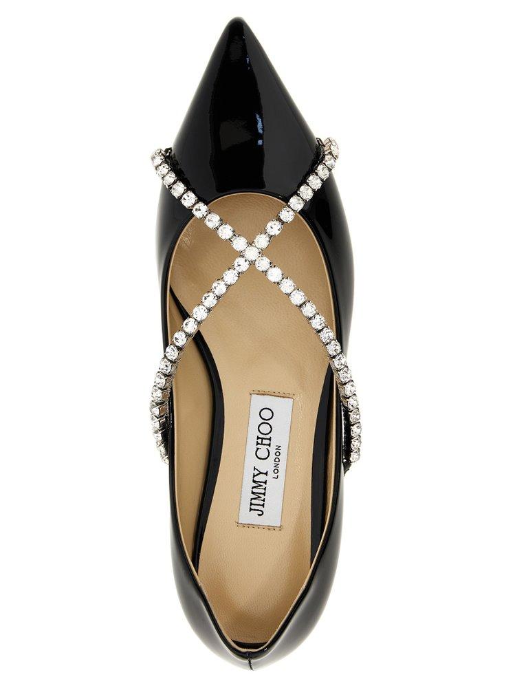 Jimmy Choo Genevi Crystal-Embellished Ballerina Shoes