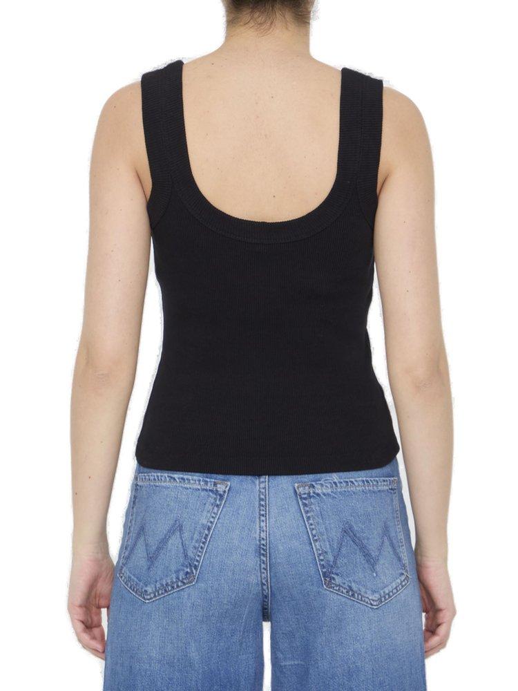 Alexander Wang Logo Embossed Fine Ribbed Tank Top