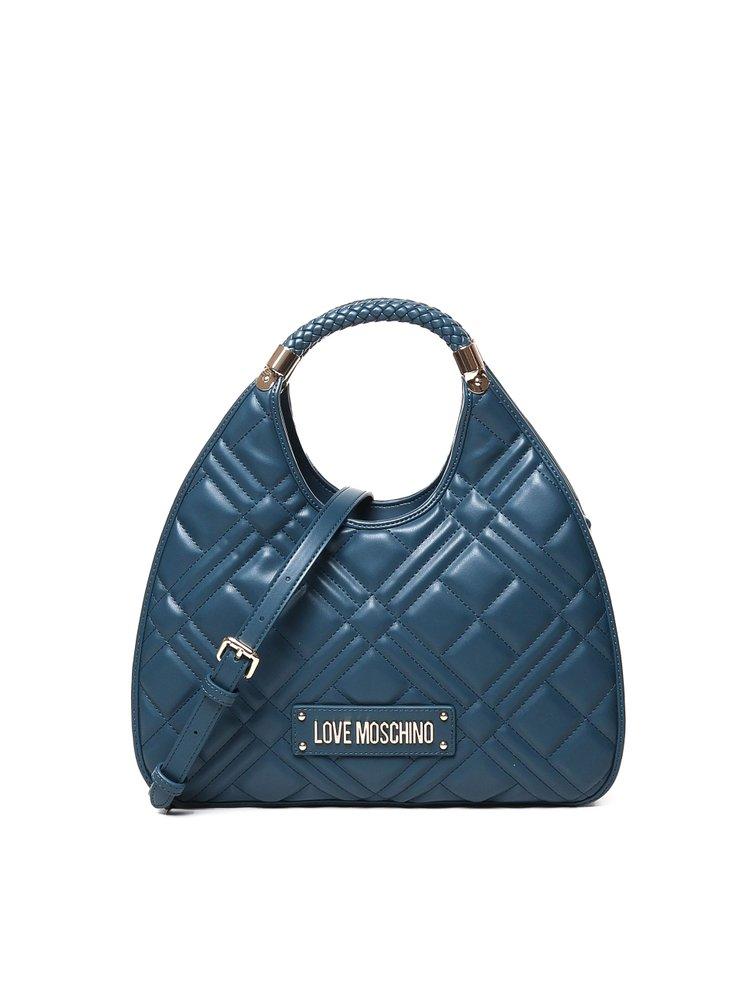 Love Moschino Logo Plaque Quilted Tote Bag