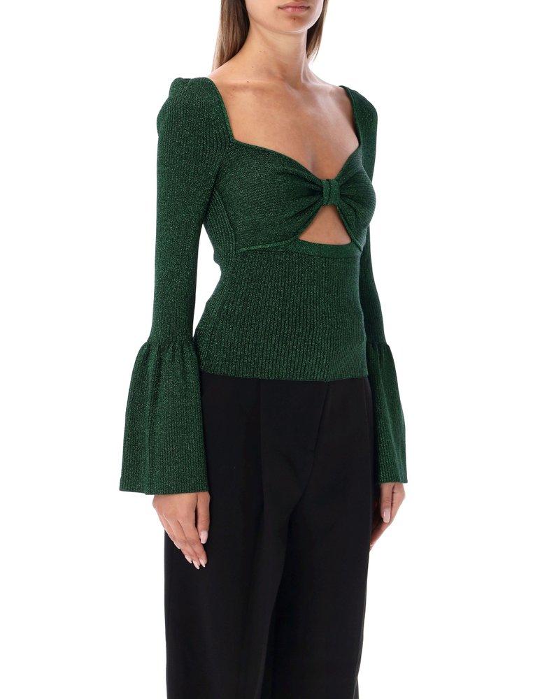 Self-Portrait Lurex Bell Sleeved Knitted Top