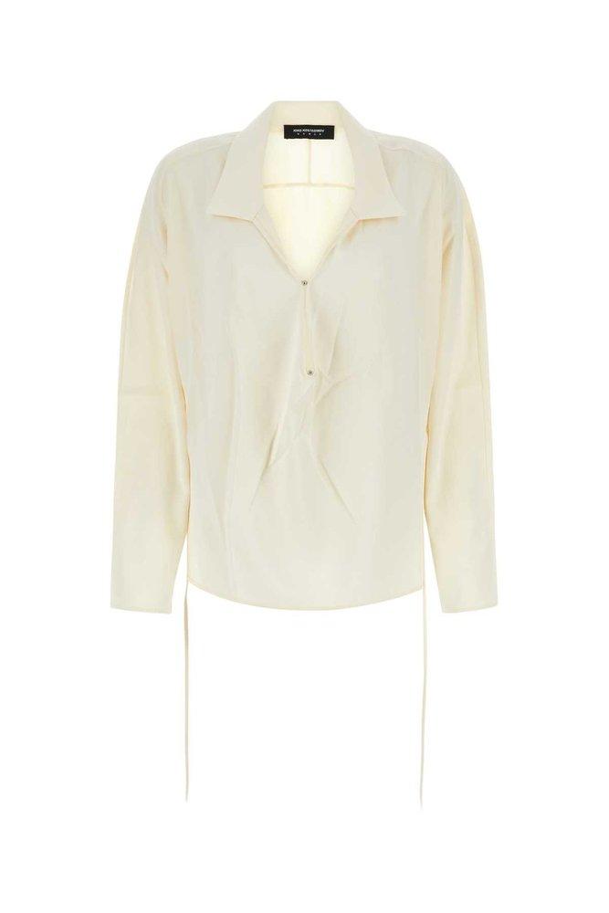 Kiko Kostadinov Long-Sleeved V-Neck Drawstring Blouse