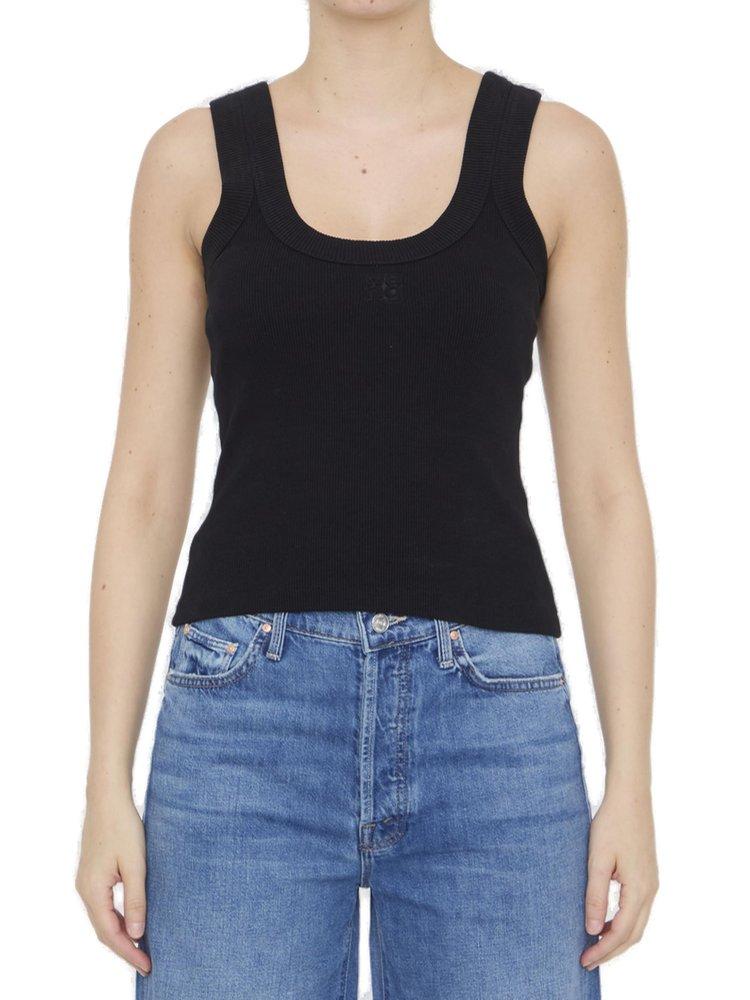 Alexander Wang Logo Embossed Fine Ribbed Tank Top