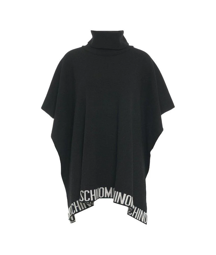 Moschino Logo Intarsia Turtleneck Poncho