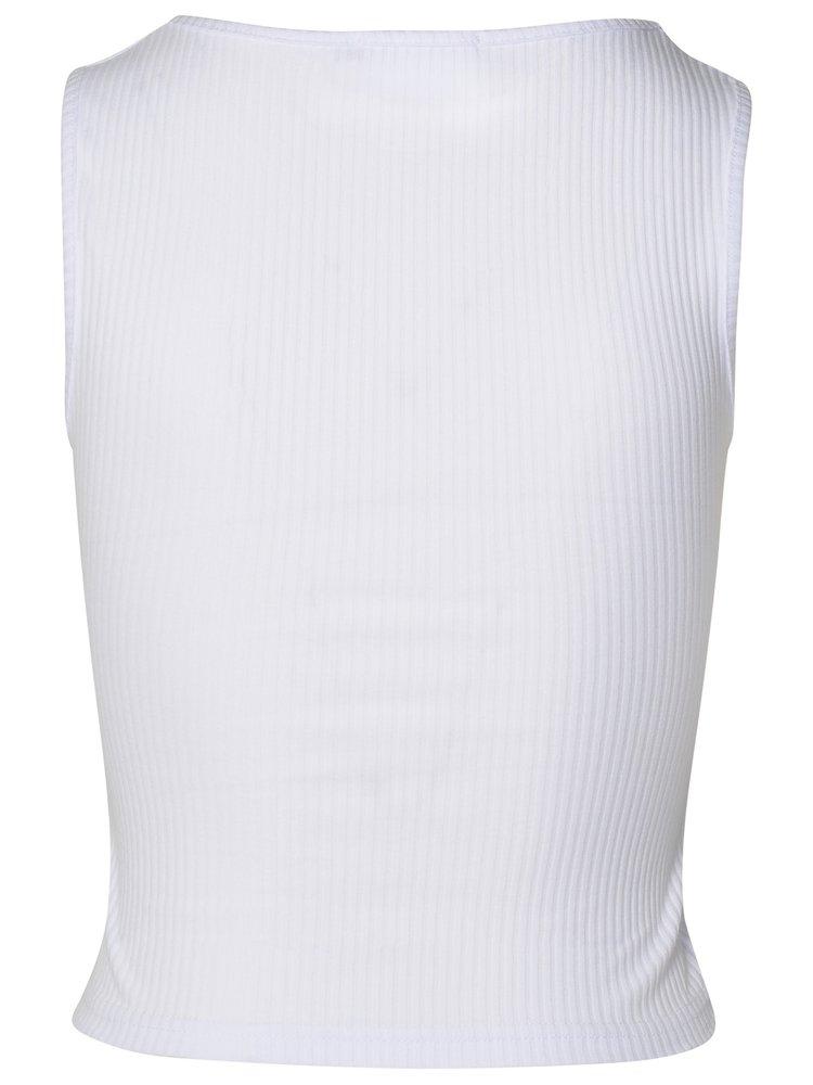 GCDS U-Neck Logo Embellished Sleeveless Ribbed Top