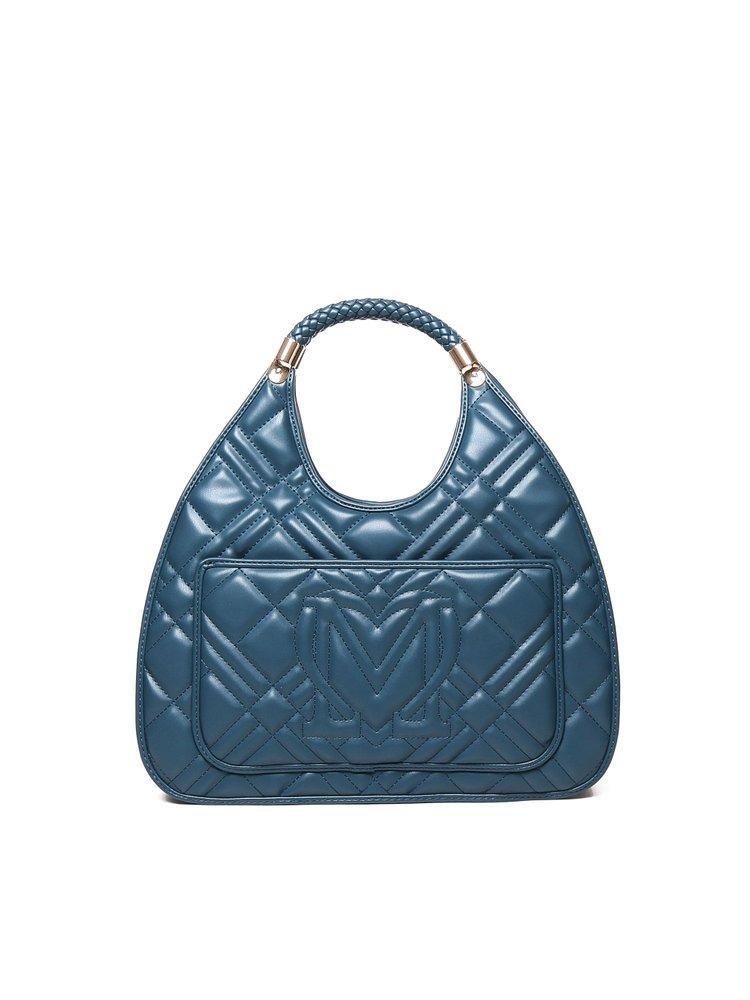 Love Moschino Logo Plaque Quilted Tote Bag