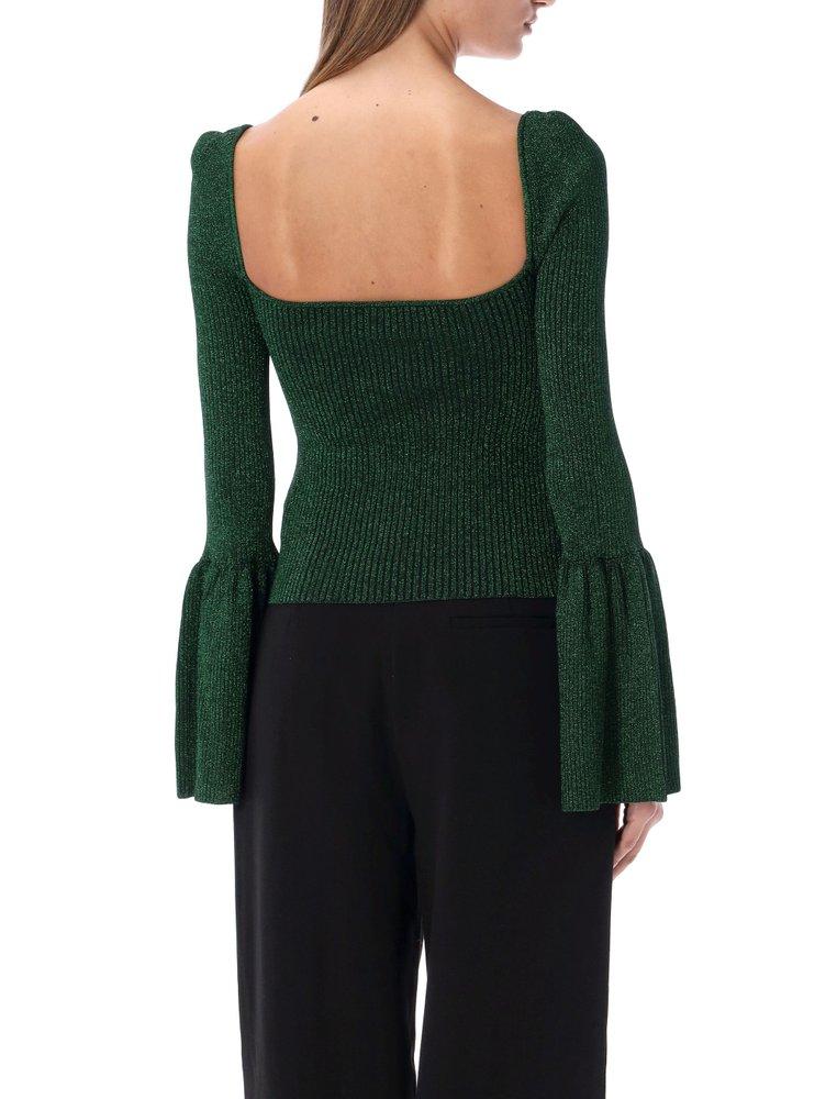 Self-Portrait Lurex Bell Sleeved Knitted Top