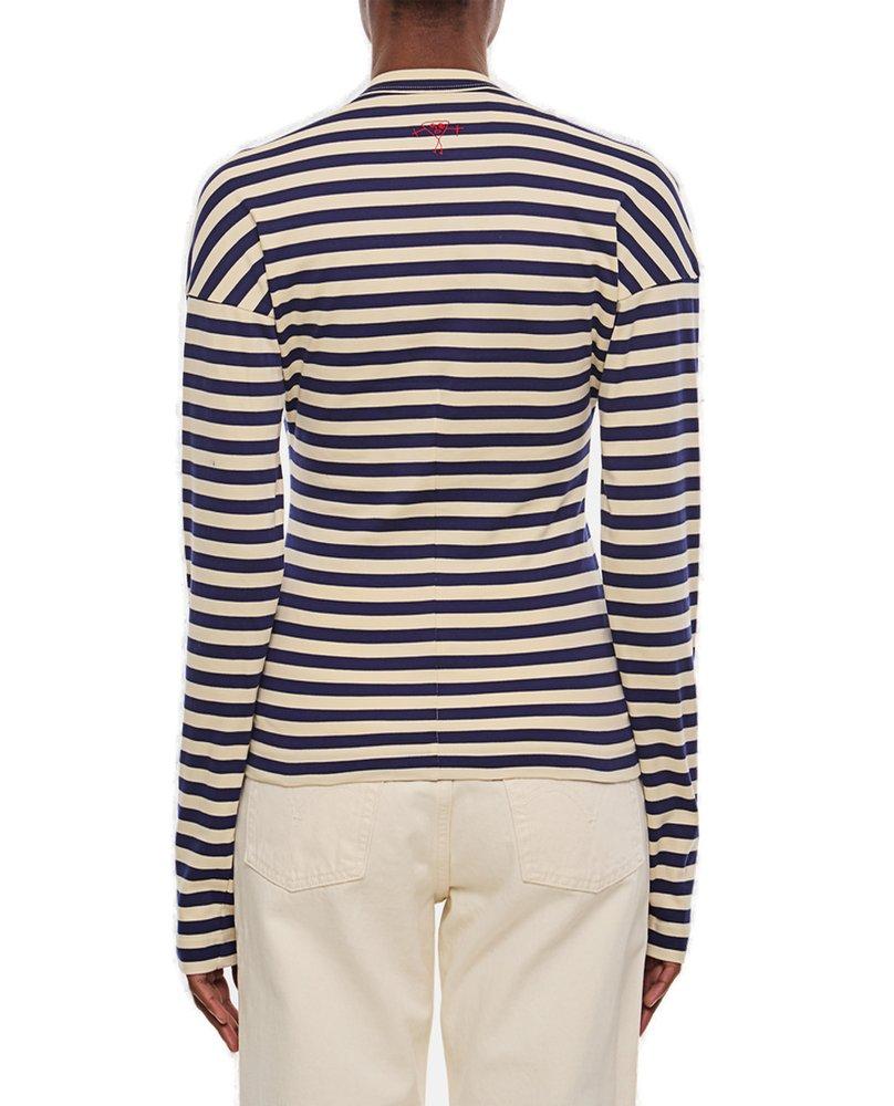 Plan C Striped Draped Long-Sleeved Top