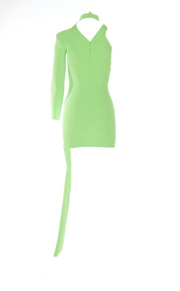 David Koma Asymmetric-Hem Knitted Mini Dress