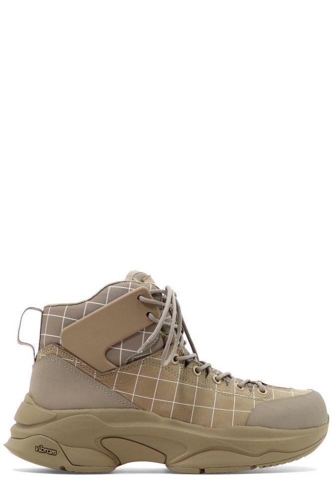 Undercover Checked Lace-Up Ankle Boots