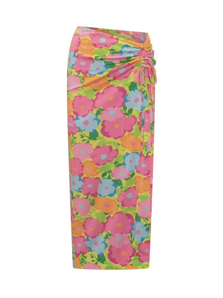 Chiara Ferragni Floral Print Drawstring Midi Skirt