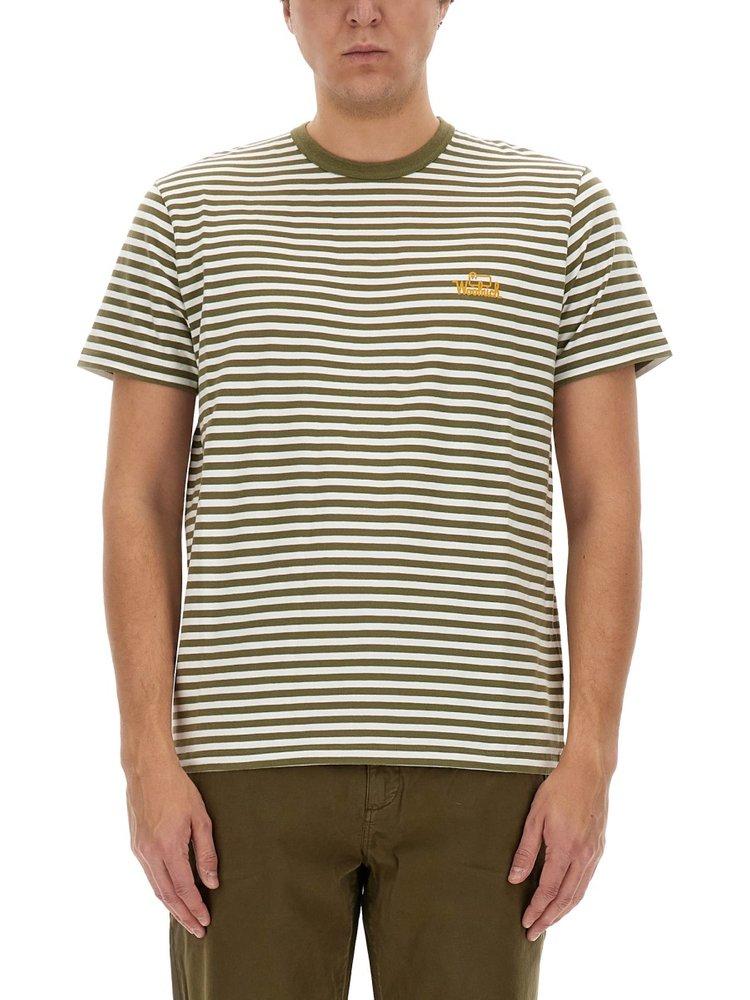 Woolrich Logo Embroidered Striped T-Shirt