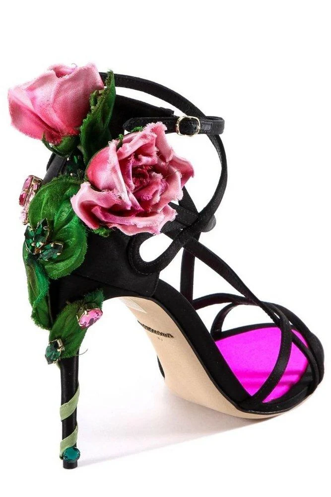 Dolce & Gabbana Rose Detailed Strappy Sandals