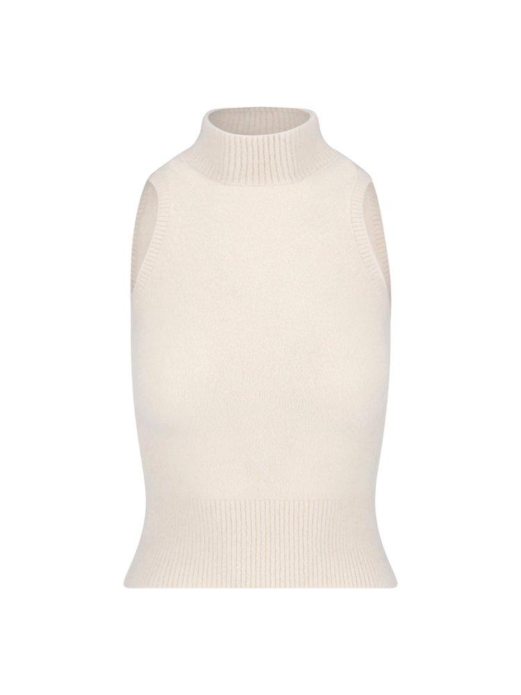 Patou Mock-Neck Sleeveless Knitted Top