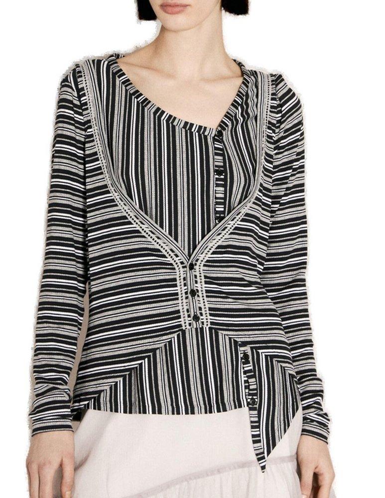 Kiko Kostadinov Double Jersey Asymmetric Striped Top