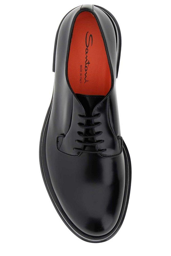 Santoni Block Heel Lace-Up Derby Shoes