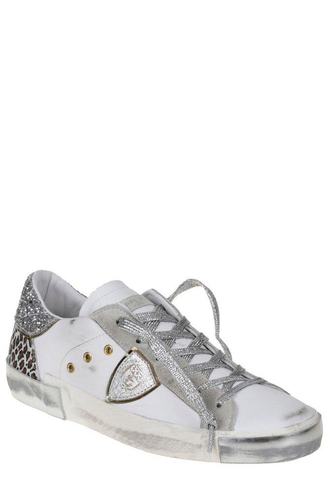 Philippe Model Glitter Embellished Lace-Up Sneakers