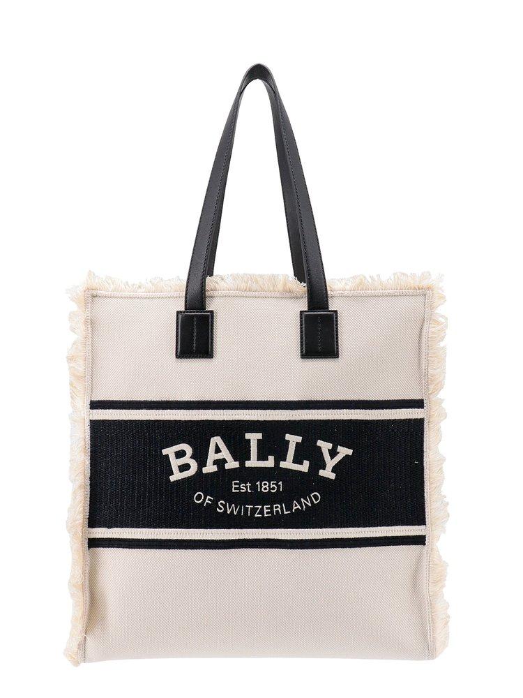 Bally Logo Embroidered Fringed Tote Bag