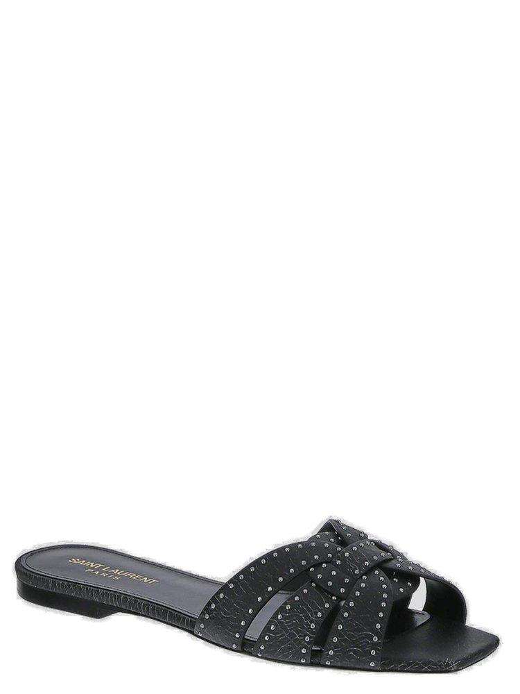 Saint Laurent Logo Detailed Studded Slip-On Sandals