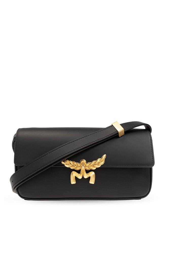 MCM Logo Plaque Small Himmel Shoulder Bag