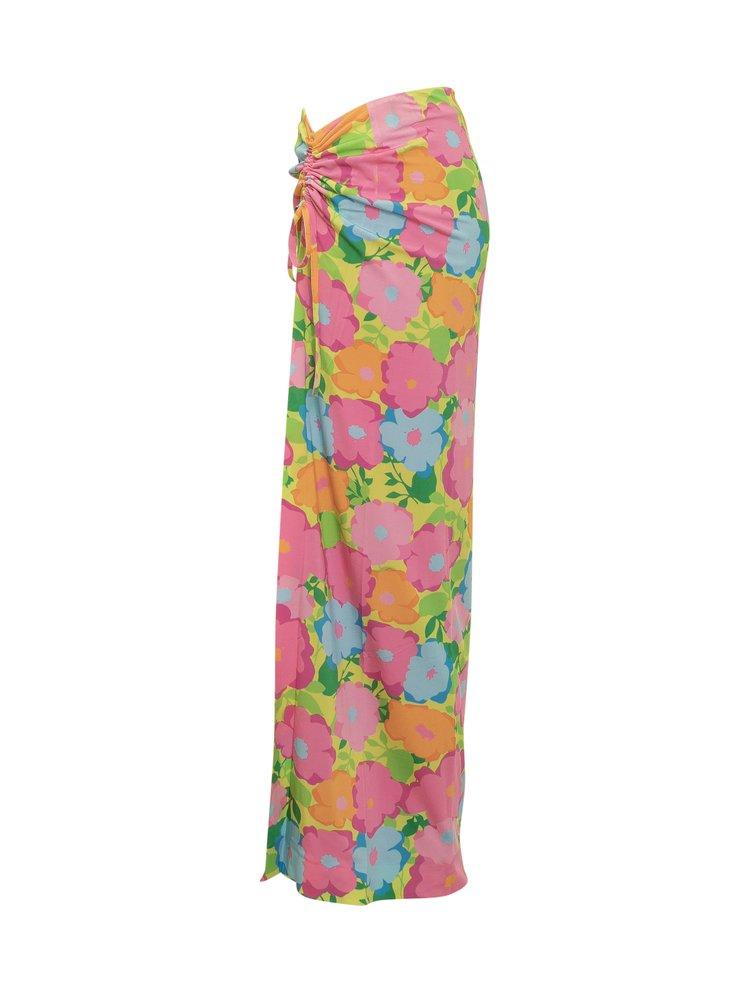 Chiara Ferragni Floral Print Drawstring Midi Skirt