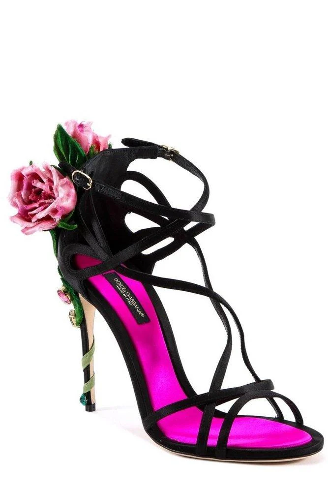 Dolce & Gabbana Rose Detailed Strappy Sandals