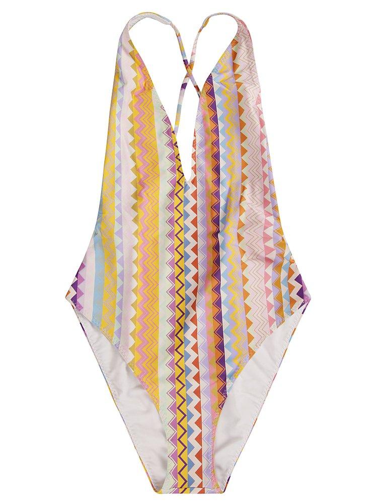 Missoni Zigzag-Printed Plunging V-Neck Swimsuit