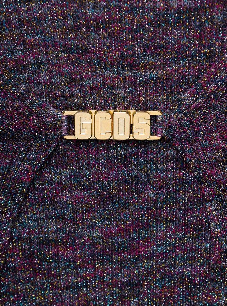 GCDS Open-Front Logo-Buckle Glittered Cardigan