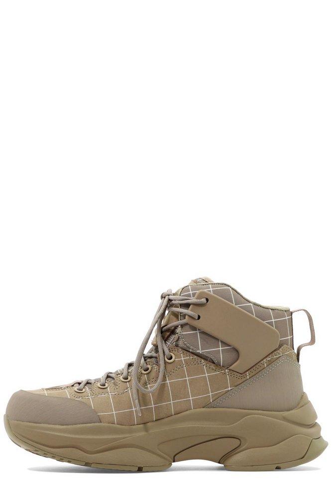 Undercover Checked Lace-Up Ankle Boots