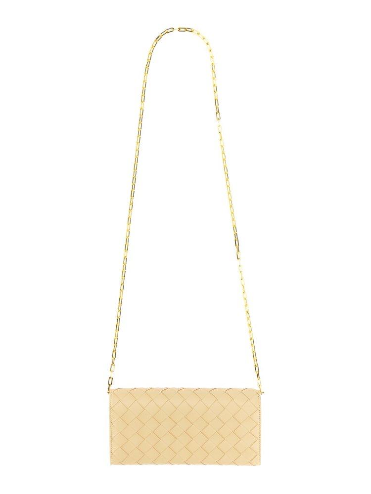 Bottega Veneta Woven Fold-Over Chained Shoulder Bag