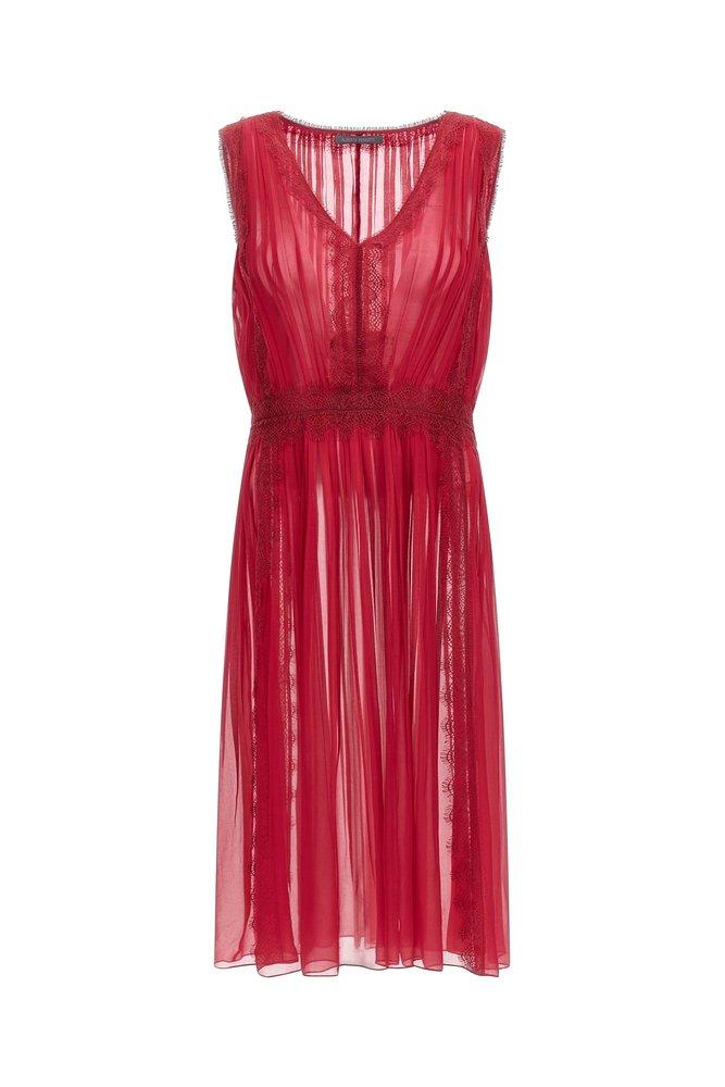 Alberta Ferretti Lace Detailed Sleeveless Midi Dress