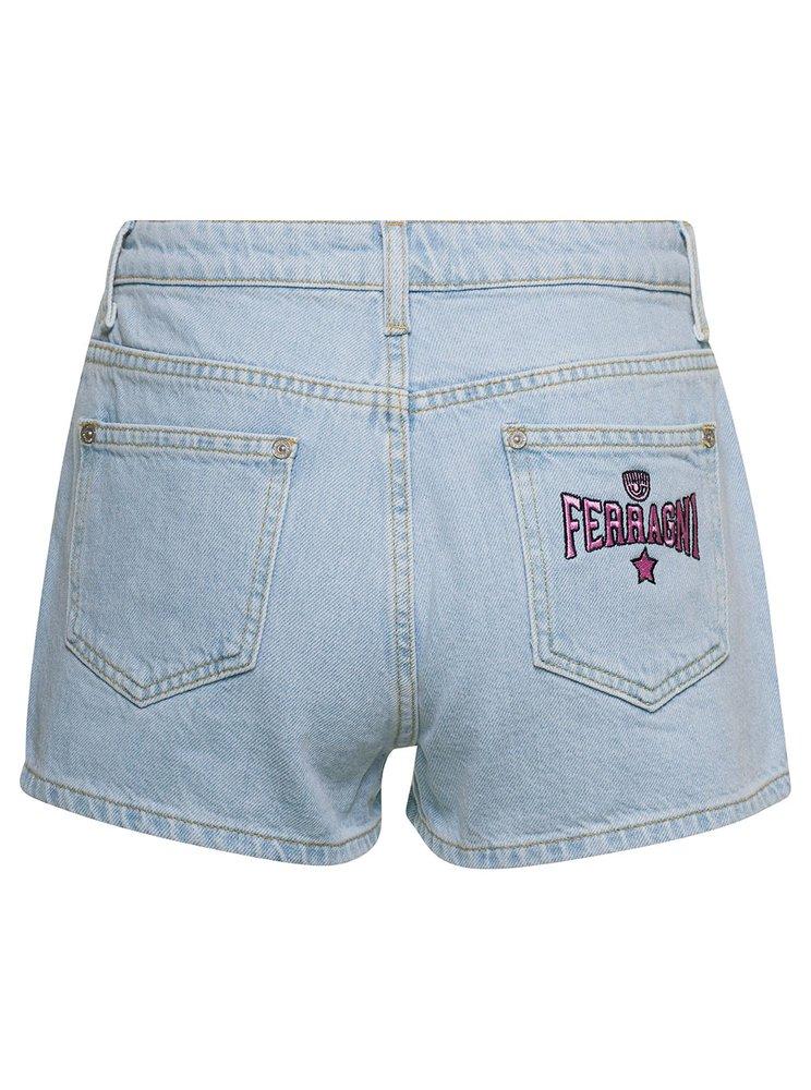 Chiara Ferragni Logo Embroidered Denim Shorts