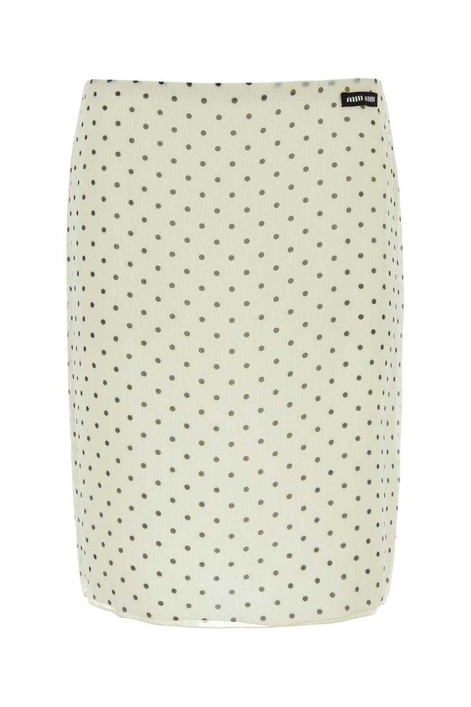 Miu Miu Mid-Rise Polka-Dot Midi Skirt