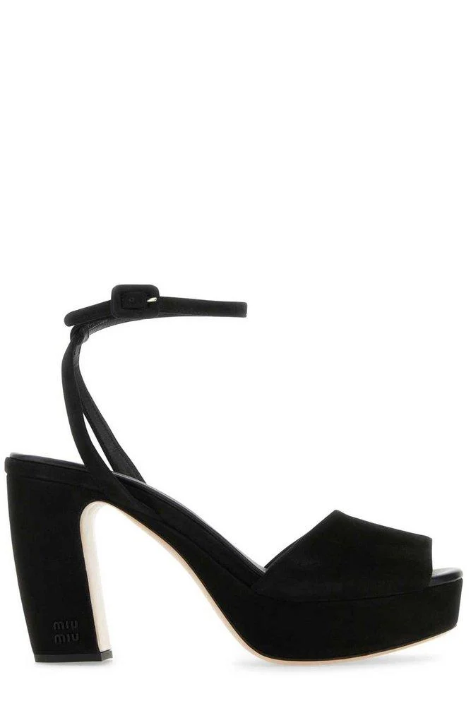 Miu Miu Woman Black Suede Sandals