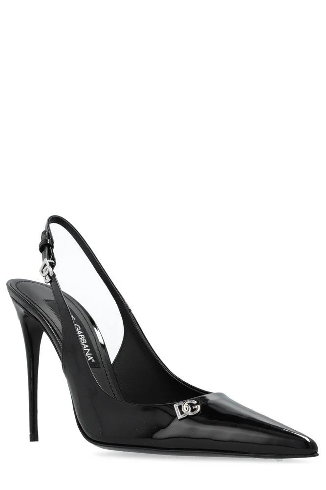 Dolce & Gabbana Logo Plaque Pointed Toe Slingbacks