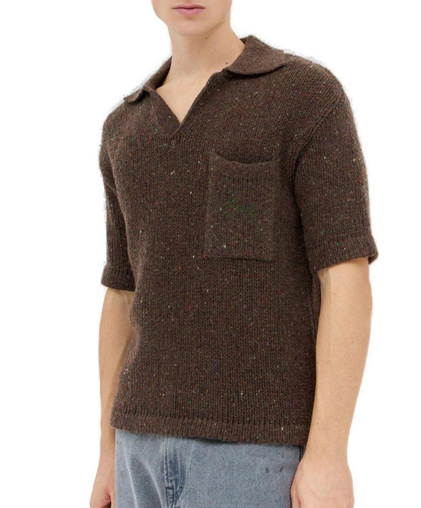 Erl Speckle-Knit V-Neck Polo