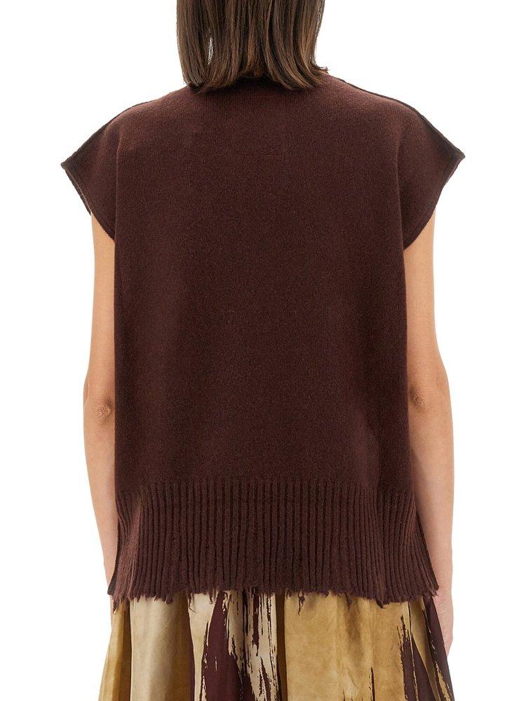 Uma Wang Frayed Knitted Sleeveless Top