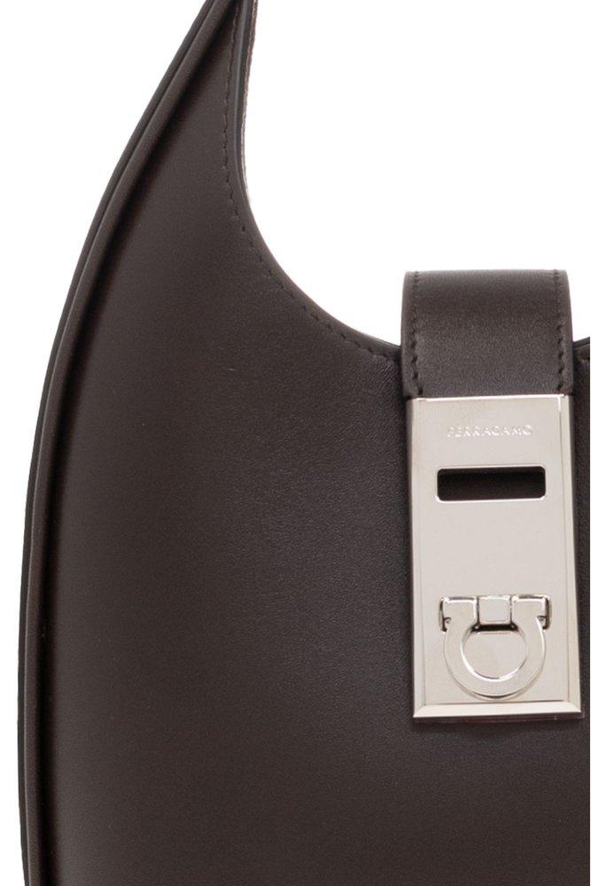 Ferragamo Gancini-Buckle Logo-Engraved Mini Hobo Bag