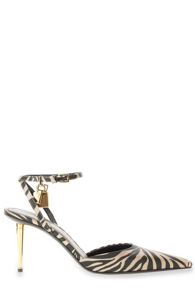 Tom Ford Padlock Zebra Printed Ankle Strap Pumps