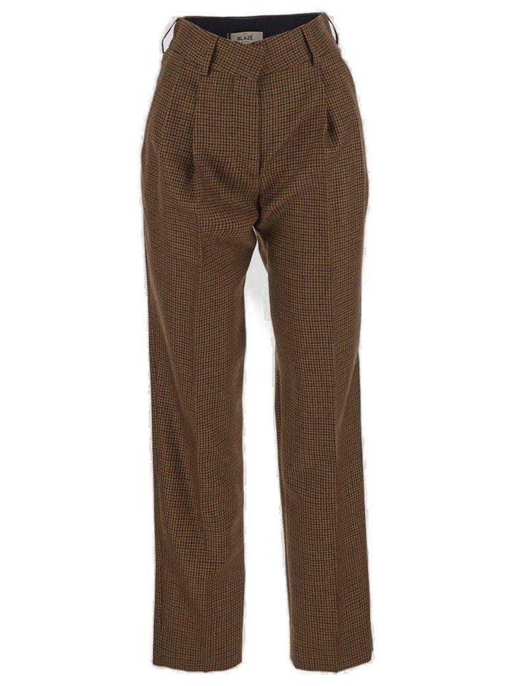 Blazé Milano High-Waist Houndstooth-Pattern Tapered Trousers