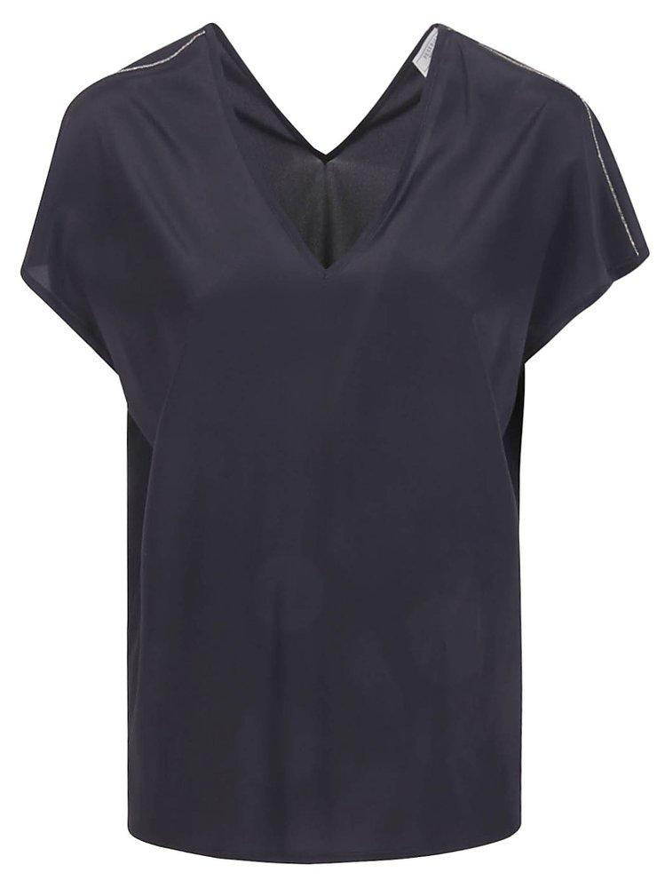 Peserico V-Neck Short-Sleeved Top