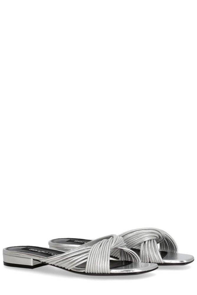 Sergio Rossi Sr Akida Metallic Effect Slip-On Sandals