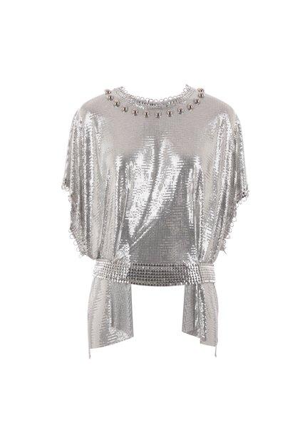 Paco Rabanne Metallic-Mesh Layered Hem Top